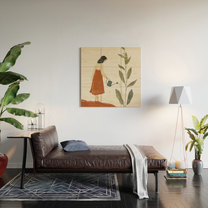 Still Life with Girl and Growing Plant Wood Wall Art Gallery Image 2