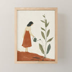 Still Life with Girl and Growing Plant Mini Art Print Gallery Image 1