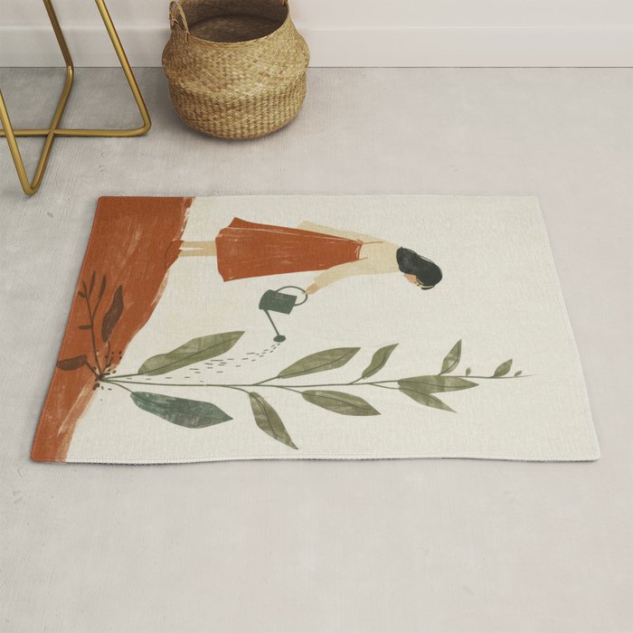 Still Life with Girl and Growing Plant Rug Gallery Image 1