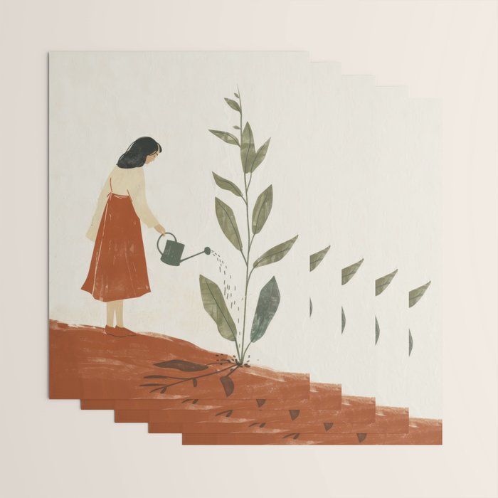 Still Life with Girl and Growing Plant Wrapping Paper Gallery Image 3