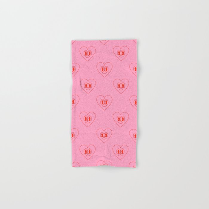 Funny red love heart cartoon pattern Bath Towel Gallery Image 1
