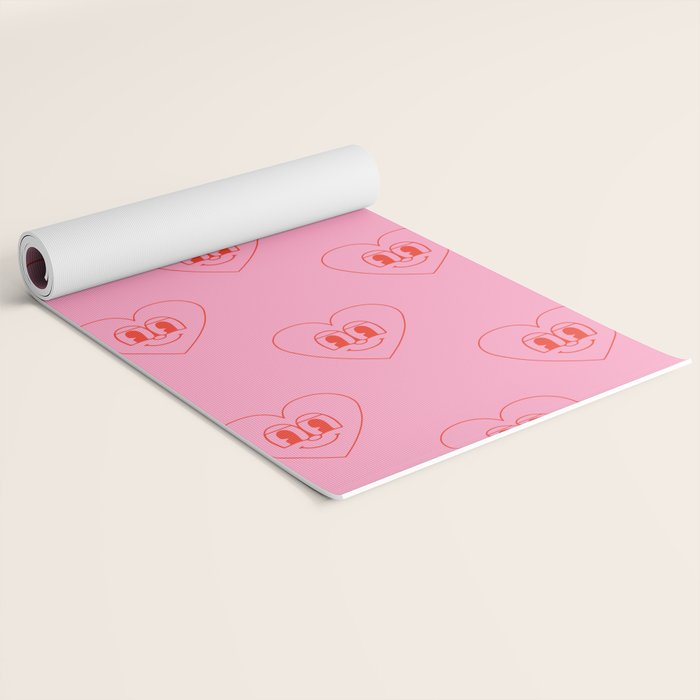 Funny red love heart cartoon pattern Yoga Mat Gallery Image 2