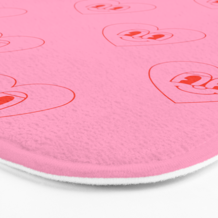Funny red love heart cartoon pattern Bath Mat Gallery Image 3