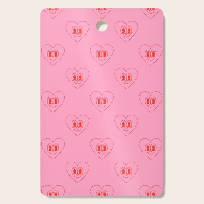 Funny red love heart cartoon pattern Cutting Board Gallery Image 1