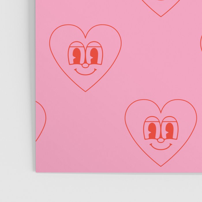 Funny red love heart cartoon pattern Poster Gallery Image 3