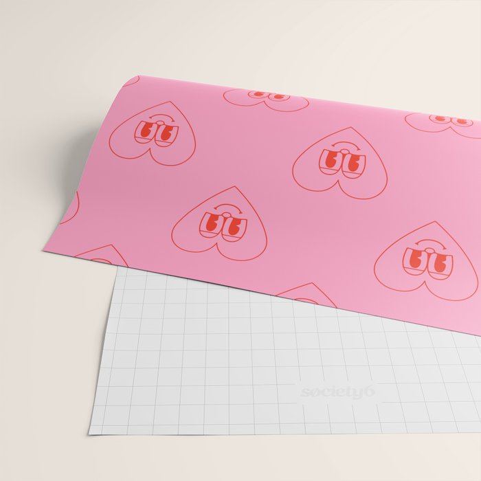 Funny red love heart cartoon pattern Wrapping Paper Gallery Image 2