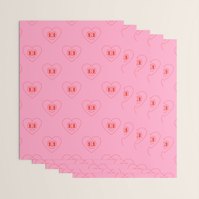 Funny red love heart cartoon pattern Wrapping Paper Gallery Image 3