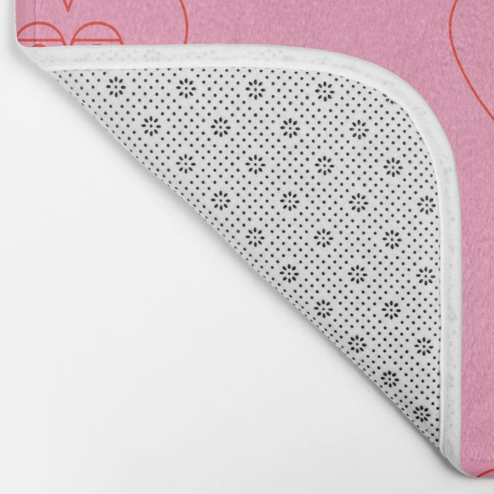 Funny red love heart cartoon pattern Bath Mat Gallery Image 2