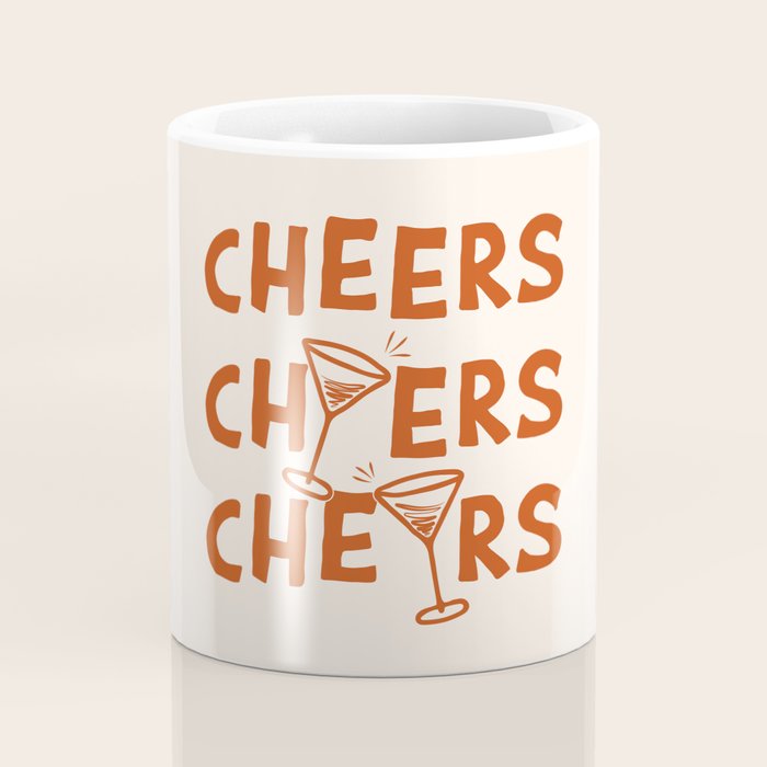 Cheers. Cocktails and Drinks in Burnt Orange and Linen White Coffee Mug Gallery Image 4