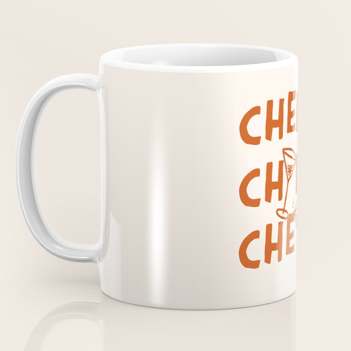 Cheers. Cocktails and Drinks in Burnt Orange and Linen White Coffee Mug Gallery Image 3