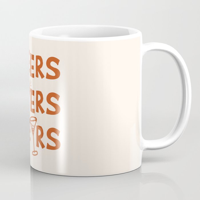 Cheers. Cocktails and Drinks in Burnt Orange and Linen White Coffee Mug Gallery Image 1