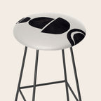 Black & White Minimalist Mid Century Paper collage Funky Black Ink Tribal Geometric by Ejaaz Haniff Stool Gallery Image 2