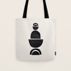 Black & White Minimalist Mid Century Paper collage Funky Black Ink Tribal Geometric by Ejaaz Haniff Tote Bag Gallery Image 1