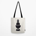 Black & White Minimalist Mid Century Paper collage Funky Black Ink Tribal Geometric by Ejaaz Haniff Tote Bag Gallery Image 2