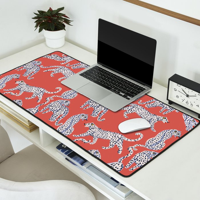 Fashionable white leopards  Desk Mat Gallery Image 2