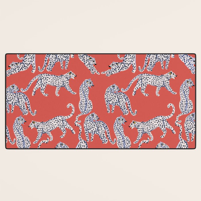 Fashionable white leopards  Desk Mat Gallery Image 3