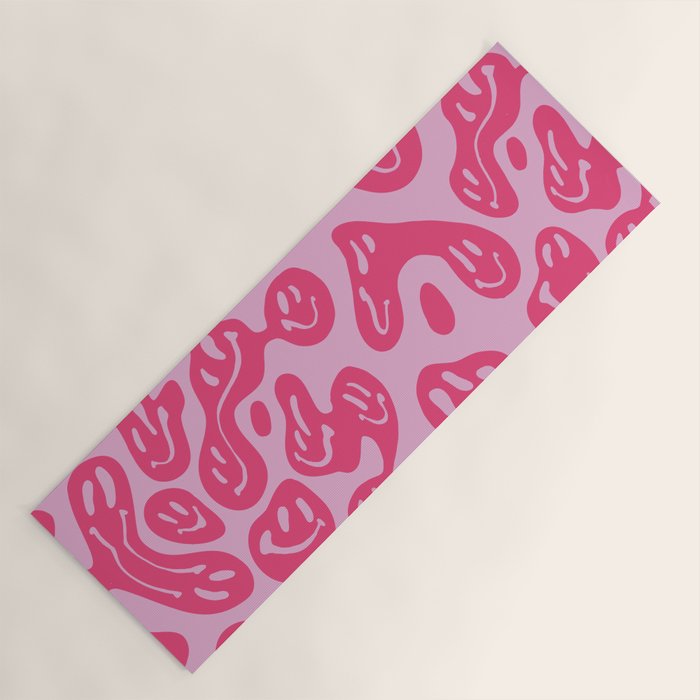 Hot Pink Dripping Smiley Yoga Mat Gallery Image 1