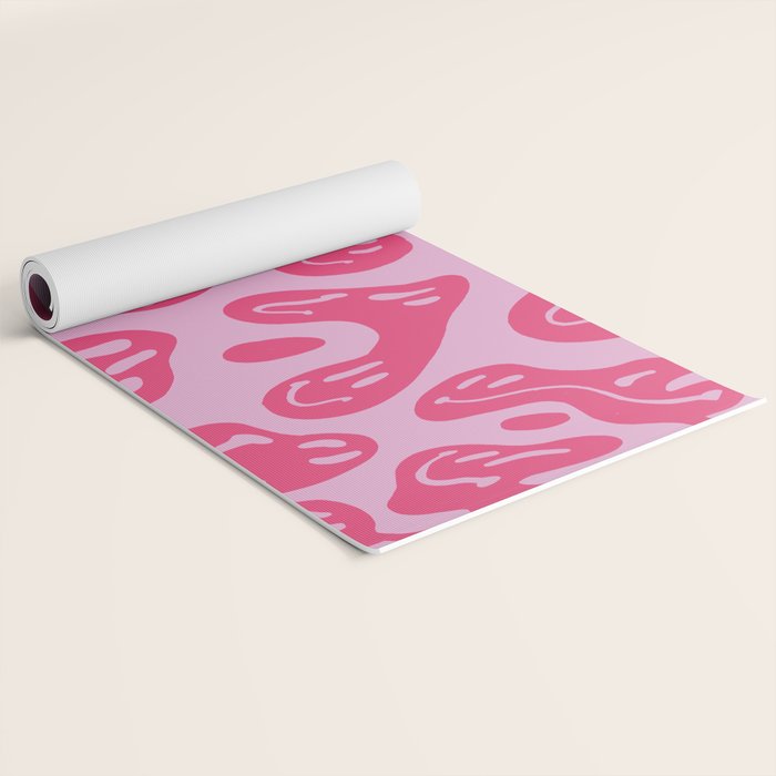 Hot Pink Dripping Smiley Yoga Mat Gallery Image 2