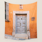 Orange and grey | The San Miguel de Allende Mexico door collection | Travel photography print Wall Tapestry Gallery Image 4