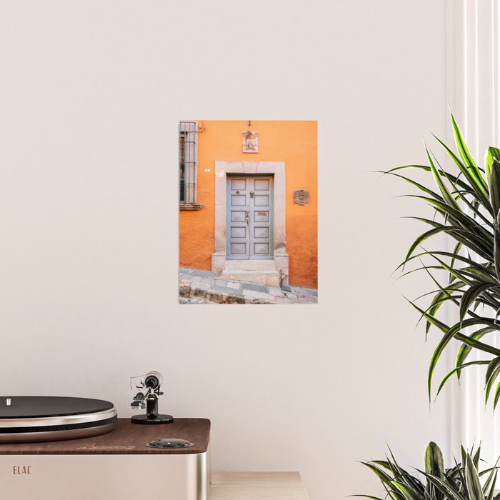 Orange and grey | The San Miguel de Allende Mexico door collection | Travel photography print Poster Gallery Image 2