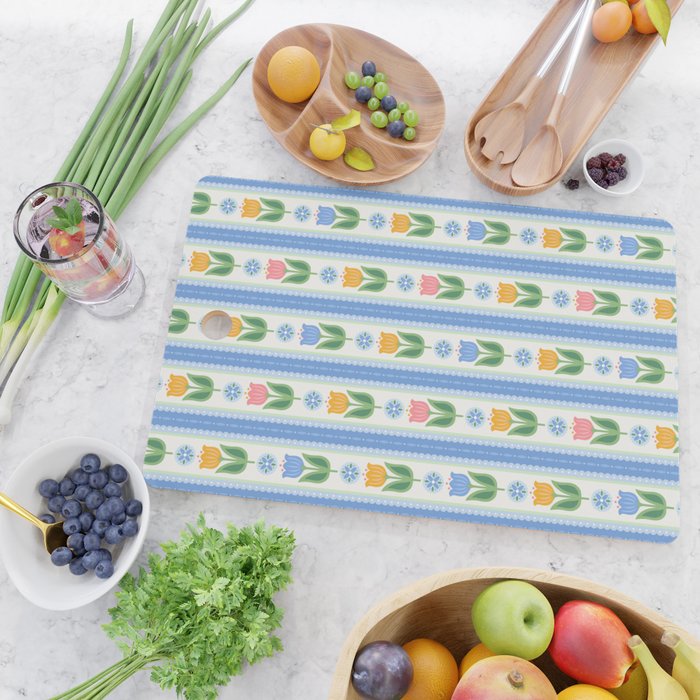 Cup of Tea Floral - Multi-color on White Cutting Board Gallery Image 2
