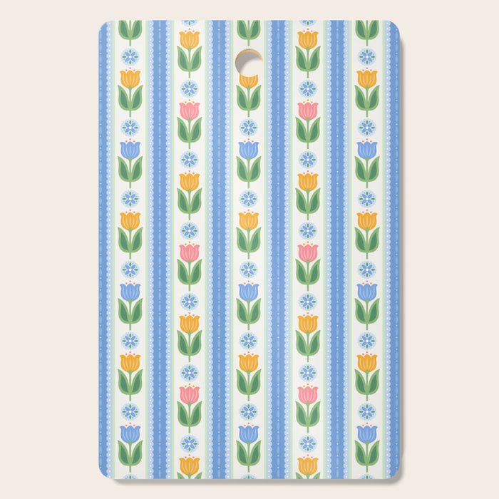 Cup of Tea Floral - Multi-color on White Cutting Board Gallery Image 1
