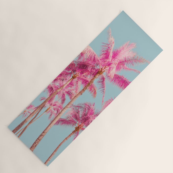 Pink Palm Trees - Surreal Nature Photography Print Yoga Mat Gallery Image 1