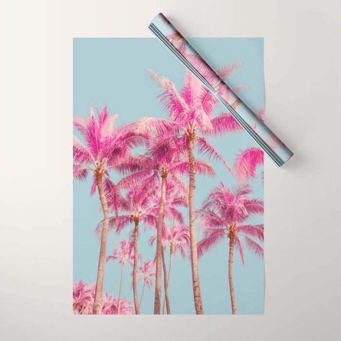 Pink Palm Trees - Surreal Nature Photography Print Wrapping Paper Gallery Image 1