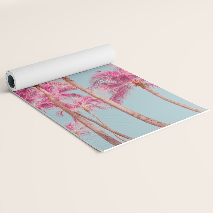 Pink Palm Trees - Surreal Nature Photography Print Yoga Mat Gallery Image 2