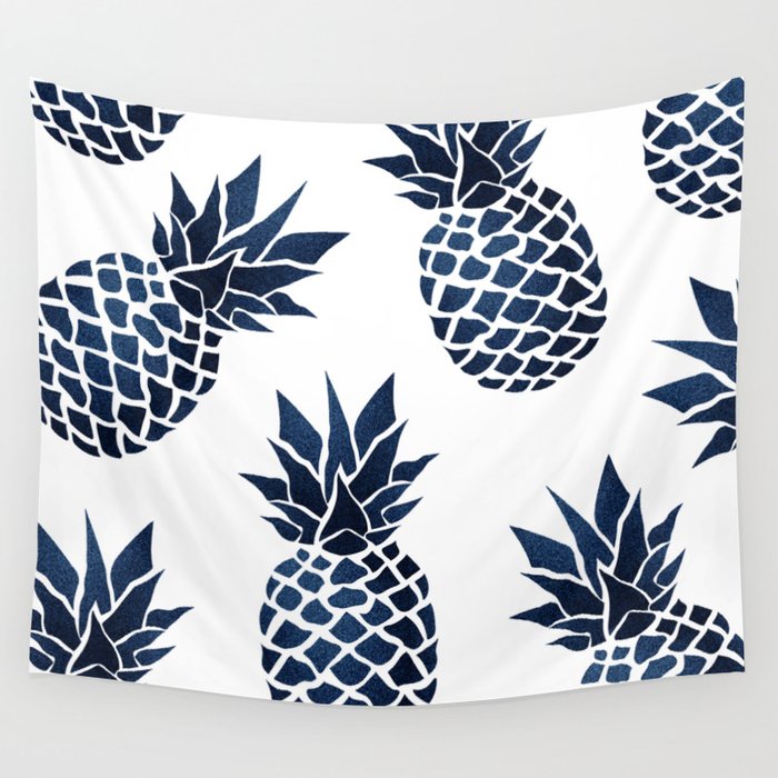 Pineapple Blue Denim Wall Tapestry Gallery Image 4