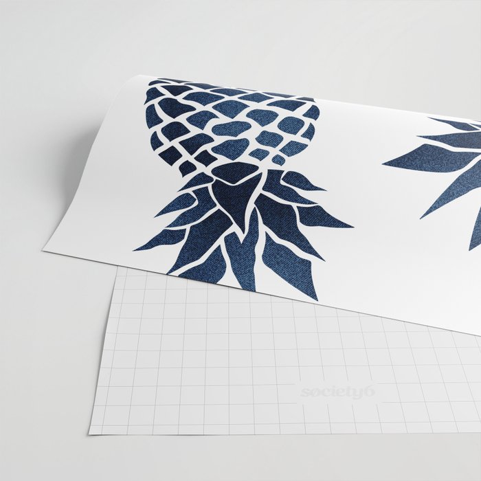Pineapple Blue Denim Wrapping Paper Gallery Image 2