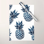 Pineapple Blue Denim Wrapping Paper Gallery Image 1