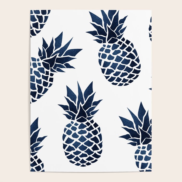 Pineapple Blue Denim Poster Gallery Image 1