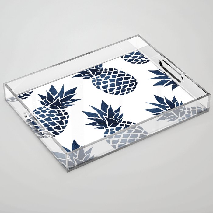 Pineapple Blue Denim Acrylic Tray Gallery Image 1