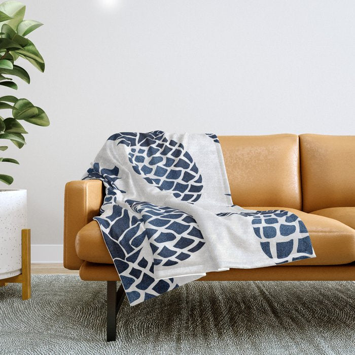 Pineapple Blue Denim Throw Blanket Gallery Image 1