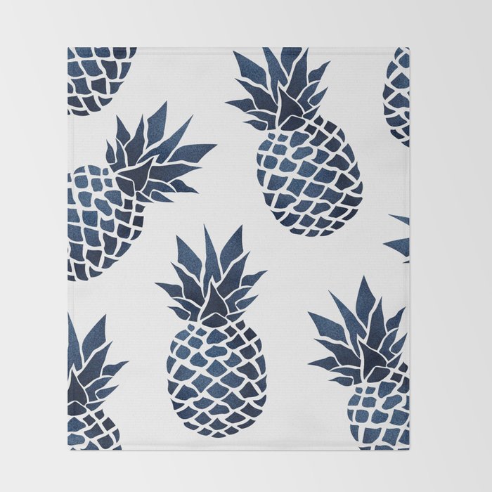 Pineapple Blue Denim Throw Blanket Gallery Image 2