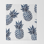Pineapple Blue Denim Throw Blanket Gallery Image 2