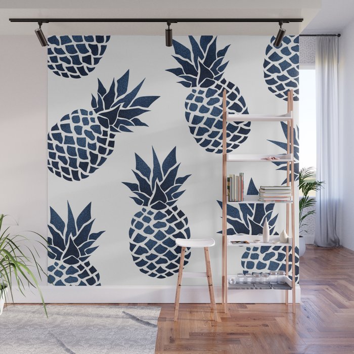 Pineapple Blue Denim Wall Mural Gallery Image 1
