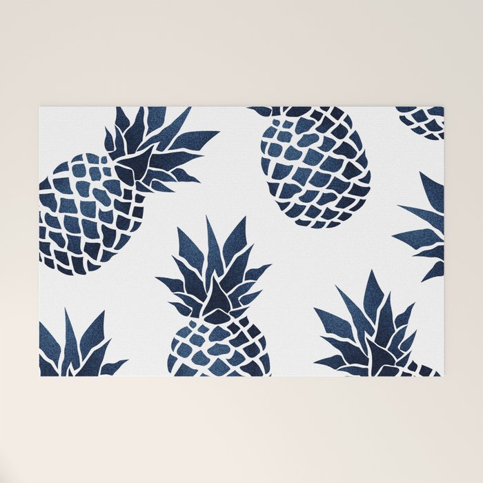 Pineapple Blue Denim Welcome Mat Gallery Image 1