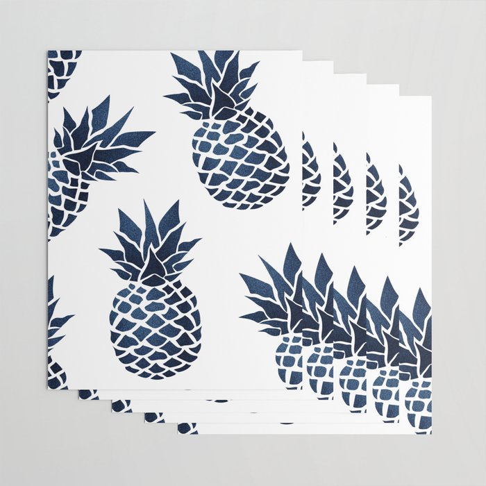 Pineapple Blue Denim Wrapping Paper Gallery Image 3