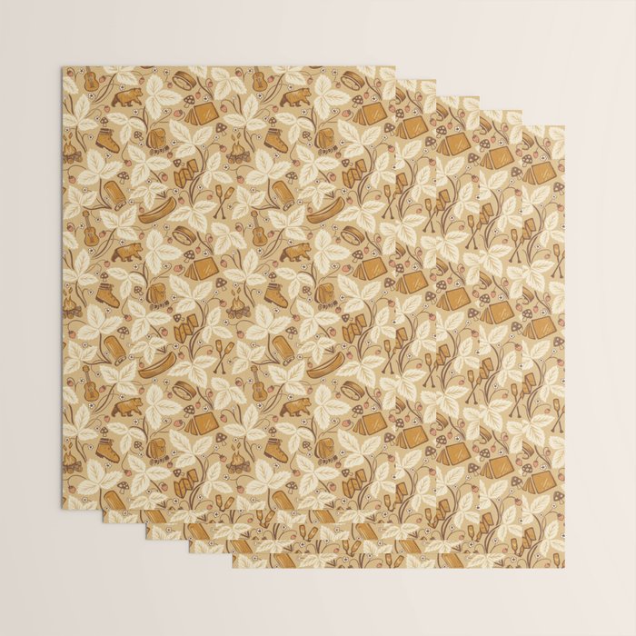 Summer Camping - Gold and cream Wrapping Paper Gallery Image 3