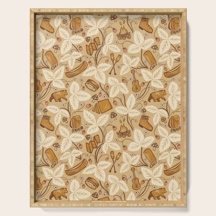 Summer Camping - Gold and cream Serving Tray Gallery Image 1