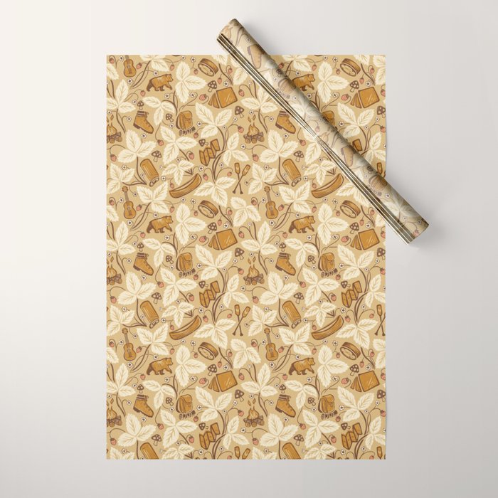 Summer Camping - Gold and cream Wrapping Paper Gallery Image 1