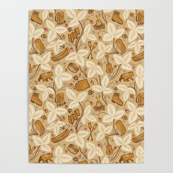 Summer Camping - Gold and cream Poster Gallery Image 1