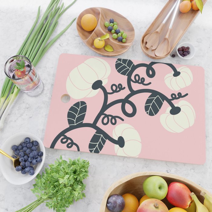 Retro Pumpkin Vines on Dusty Pink Cutting Board Gallery Image 2
