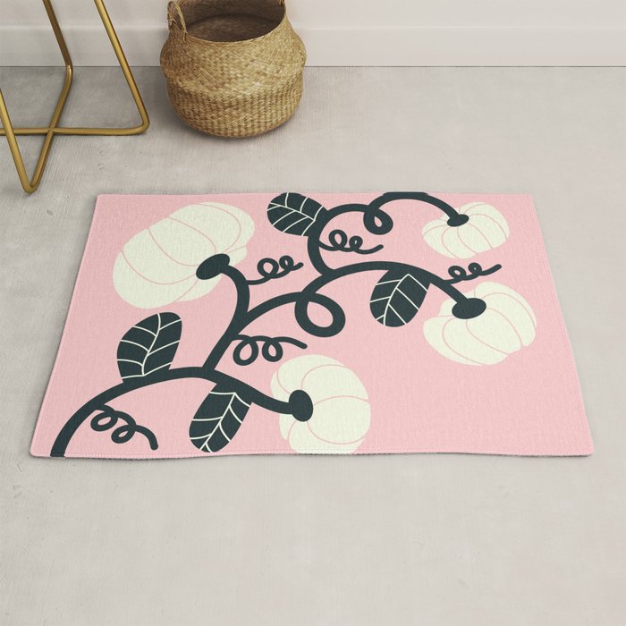 Retro Pumpkin Vines on Dusty Pink Rug Gallery Image 1