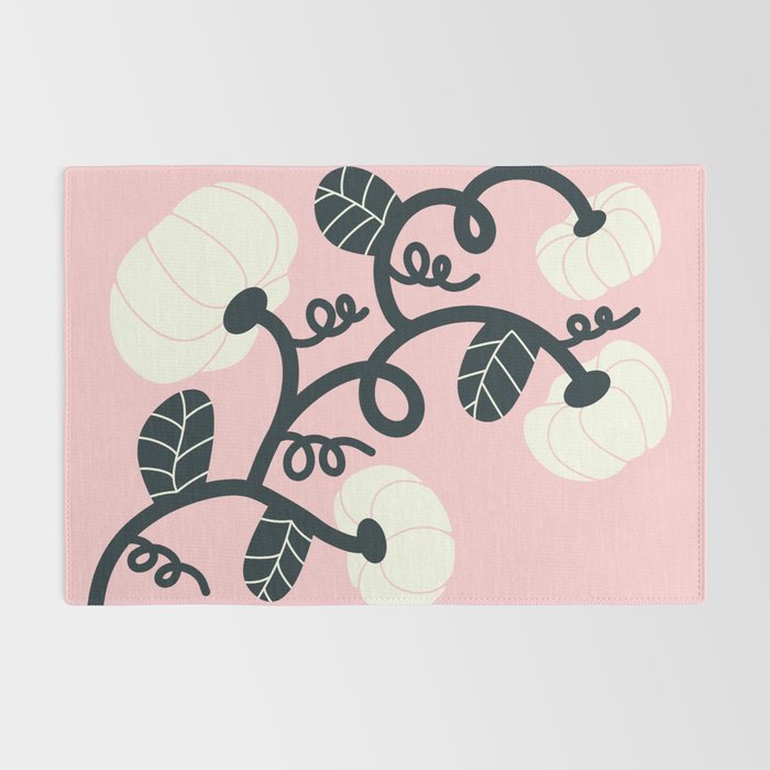 Retro Pumpkin Vines on Dusty Pink Rug Gallery Image 2
