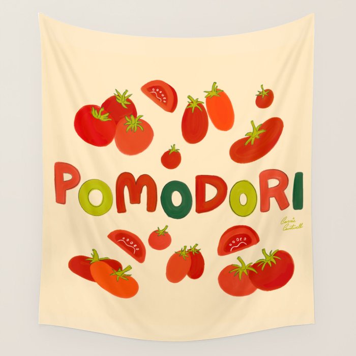 Hand Drawn Italian Roman Pomodori Tomato Classic Mediterranean Art Wall Tapestry Gallery Image 4