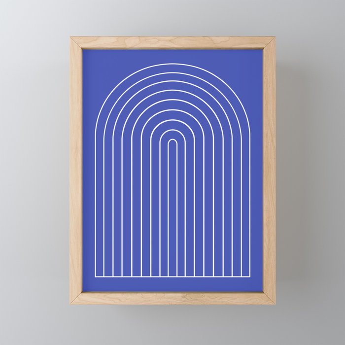 Minimal Arch XXI Bright Blue Modern Geometric Lines Mini Art Print Gallery Image 1