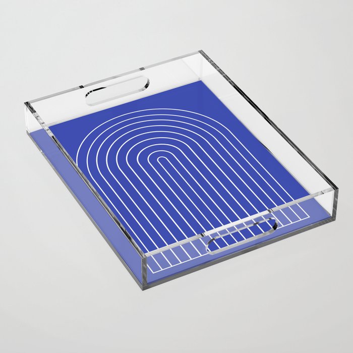 Minimal Arch XXI Bright Blue Modern Geometric Lines Acrylic Tray Gallery Image 1